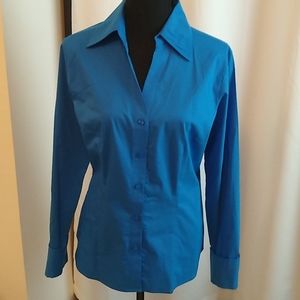 NWOT Blue Button Up Collared Dress Shirt